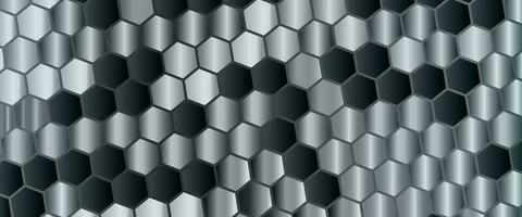 Hexagonal modern metal background. Abstract hexagon geometric surface. Black hexagonal background. Luxury grey pattern. Light and shadow. Illustration. photo