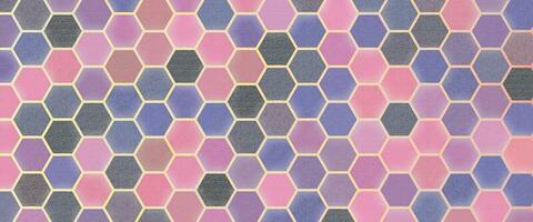 Abstract bright and colorful hexagon mosaic background. Beautiful colorful background of hexagonal shapes randomly. Hexagons line in luxury futuristic background. Fantasy style artistic wallpaper. photo