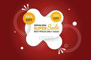 Sale banner promotion with the red background and super offer banner template with editable text effect vector