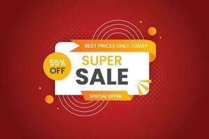 sale discount banner promotion with the red background and super offer banner template with editable text effect vector