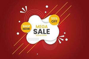 Sale discount banner promotion with the red background and super offer banner template with editable text effect vector