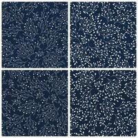 Set of indigo floral semlaess patterns vector