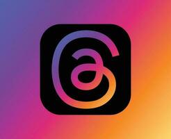 Threads By Instagram Symbol Logo Black Meta Social Media Design Vector Illustration With Gradient Background