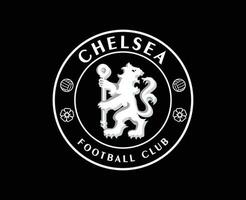 Chelsea Club Logo White Symbol Premier League Football Abstract Design Vector Illustration With Black Background