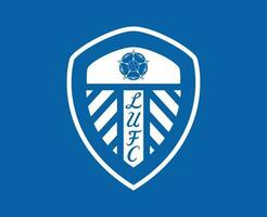 Leeds United Club Logo White Symbol Premier League Football Abstract Design Vector Illustration With Blue Background