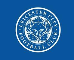 Leicester City Club Logo White Symbol Premier League Football Abstract Design Vector Illustration With Blue Background