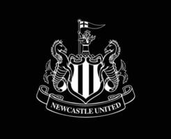 Newcastle United Club Logo White Symbol Premier League Football Abstract Design Vector Illustration With Black Background