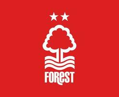 Nottingham bosque fc club símbolo blanco logo primer ministro liga fútbol americano resumen diseño vector ilustración con rojo antecedentes
