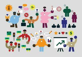 Set of Marketing Humanoids Flat Geometric Character Design vector