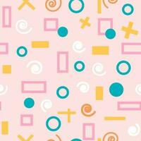 Seamless pattern of abstract geometric shapes on pink and transparent backgrounds vector