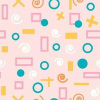 Seamless pattern of abstract geometric shapes on pink and transparent backgrounds vector