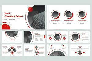 Red modern business work report slide presentation template vector