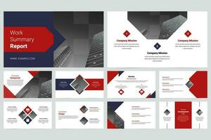 Red business work report slideshow presentation vector