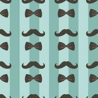 Seamless striped pattern with mustaches and bow ties. Vector graphics.