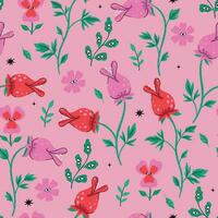 Seamless pattern with monster flowers. Vector graphics.