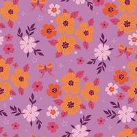 Seamless pattern with flowers and butterflies. Vector graphics.