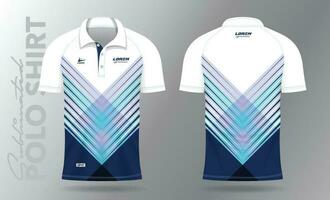 Sublimation blue Polo Shirt mockup template design for badminton jersey, tennis, soccer, football or sport uniform vector