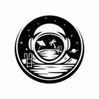 astronaut helmet pool logo vector photo