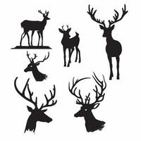 Stag antler Deer Hunting silhouette Vector set