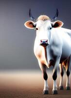 Realistic white cow suitable for poster design photo
