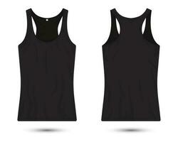 black tank top shirt mockup front and back view vector