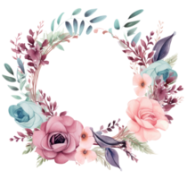 Watercolor floral frame. Illustration Generative AI png