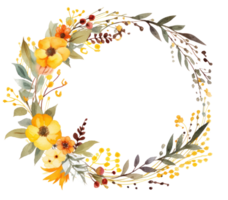 Watercolor floral frame. Illustration Generative AI png