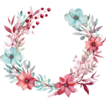 Watercolor floral frame. Illustration Generative AI png