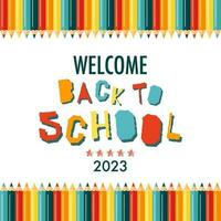 Back to school banner concept. Modern illustration of colorful pencils frame and text. Student, pupil. Trendy vector illustration for card, web banner design.