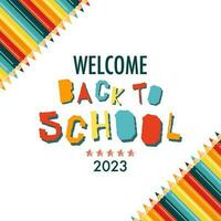 Back to school border banner concept. Modern illustration of colorful pencils frame and text. Student, pupil. Trendy vector illustration for card, web banner design.