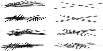 rápido retorcido y cruzado tachados conjunto de realce líneas y firmas cepillo carrera marcadores o tinta.doodle vector gráfico elementos.