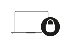 Flat style banners set. Security concept with lock and chain around laptop. Search engine concept with a magnifying glass and a laptop. png