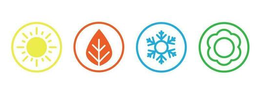 A set of colorful icons of the seasons. The seasons winter, spring, summer and autumn. vector