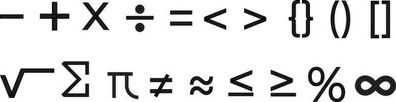 conjunto de matemáticas iconos el concepto de contando y resolviendo matemáticas problemas. vector ilustración