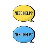 Need help services customer icon label speech bubble design vector