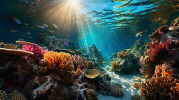 Underwater Scene With Coral Reef photo