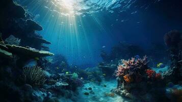 Underwater Scene With Coral Reef photo