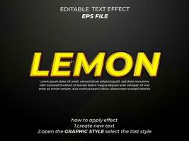 lemon text effect, font editable, typography, 3d text. vector template