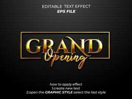 grand opening text effect, font editable, typography, 3d text. vector template