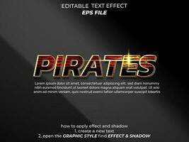 pirates text effect, font editable, typography, 3d text. vector template