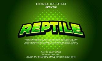 reptil texto efecto, fuente editable, tipografía, 3d texto. vector modelo