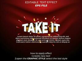 take it text effect, font editable, typography, 3d text. vector template