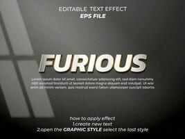 furious text effect, font editable, typography, 3d text. vector template