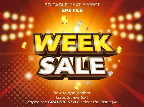 semana rebaja texto efecto tipografía, 3d texto. vector modelo