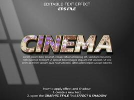 cinema text effect, font editable, typography, 3d text. vector template