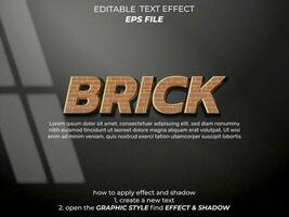 brick text effect, font editable, typography, 3d text. vector template
