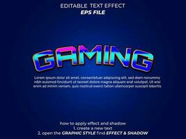 gaming text effect, font editable, typography, 3d text. vector template