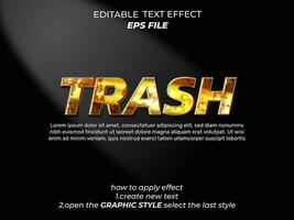 trash text effect, font editable, typography, 3d text. vector template