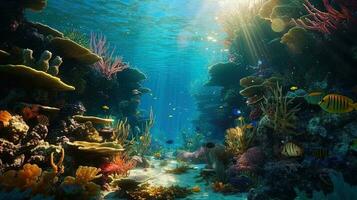 Underwater Scene With Coral Reef photo