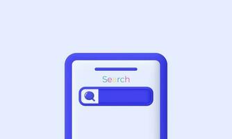 3d style search bar on phone screen magnifying icon trendy style symbols isolated on background vector